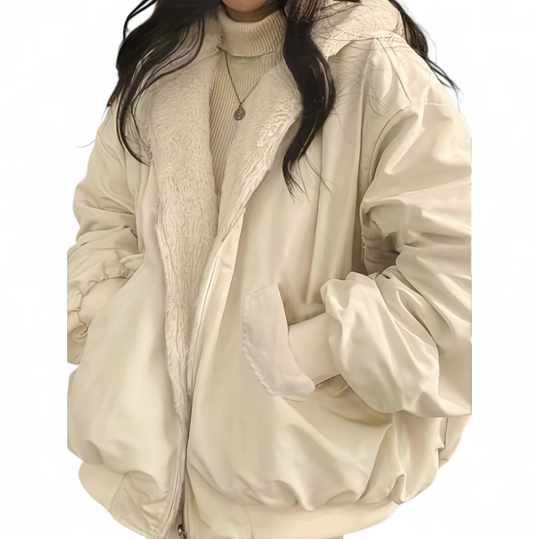 Women’s Reversible Jacket – Zip Front, Long Sleeves, Side Pockets, Oversized Fit