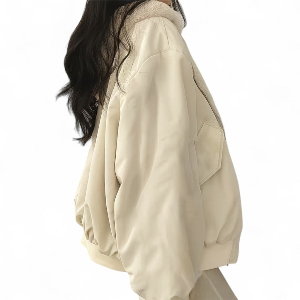 Women’s Reversible Jacket – Zip Front, Long Sleeves, Side Pockets, Oversized Fit