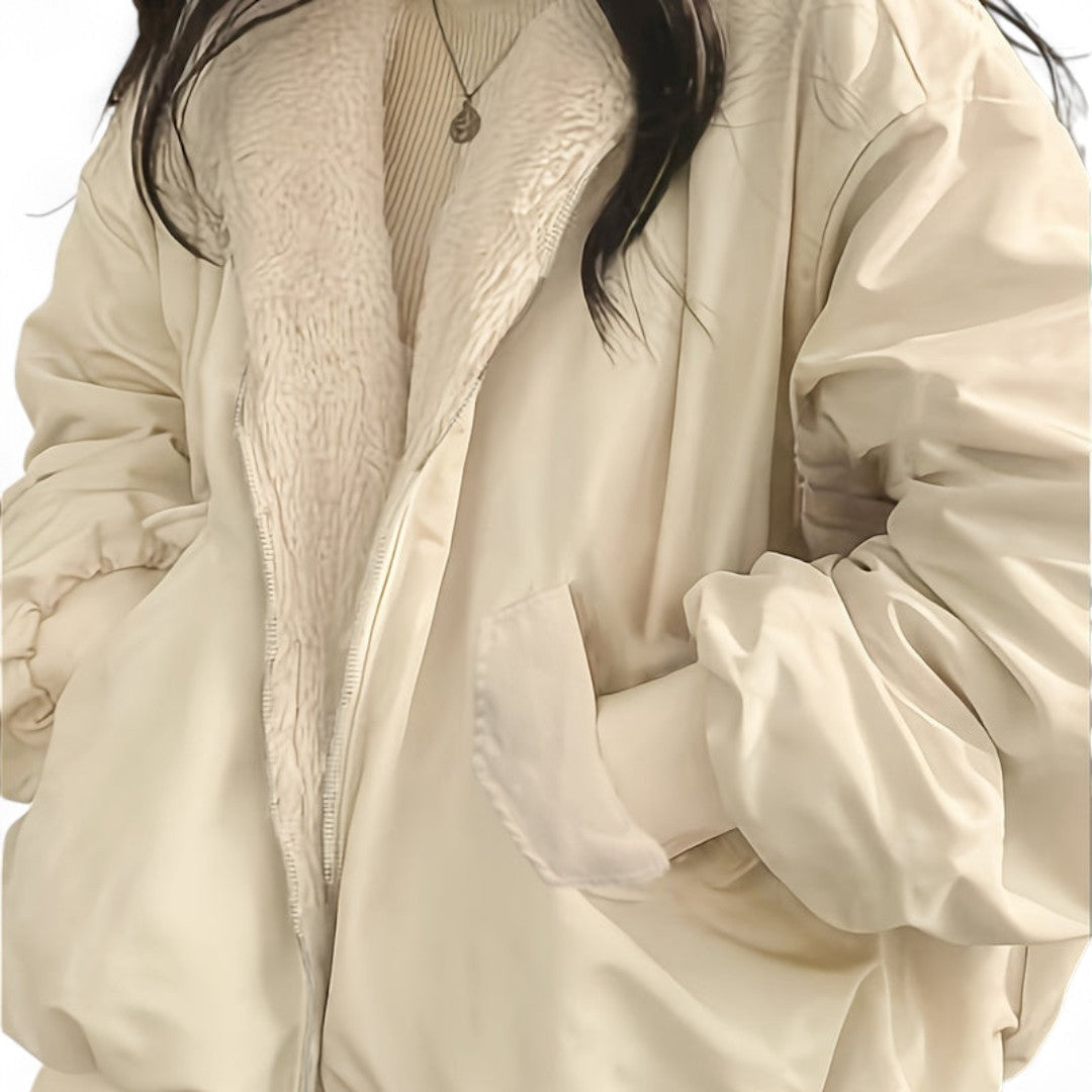 Women’s Reversible Jacket – Zip Front, Long Sleeves, Side Pockets, Oversized Fit