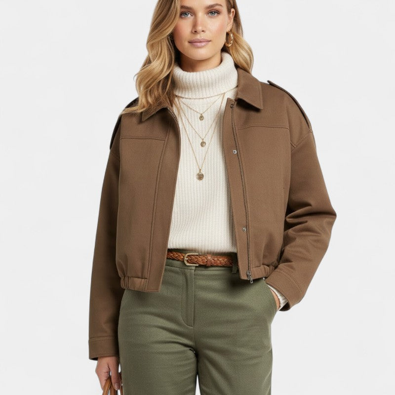 Women’s Short Jacket – Loose Fit, Zip Front