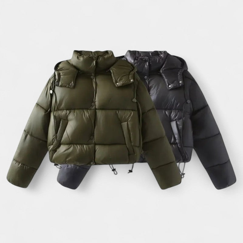 Women’s Short Puffer Jacket – Gloss Finish, Hooded