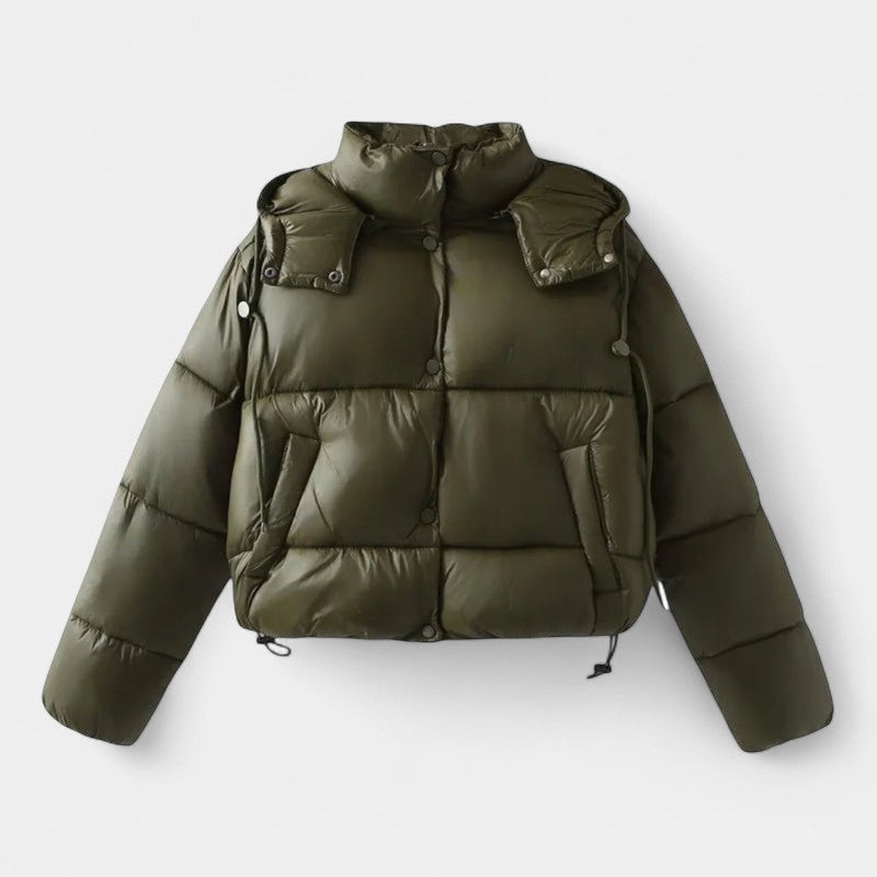 Women’s Short Puffer Jacket – Gloss Finish, Hooded