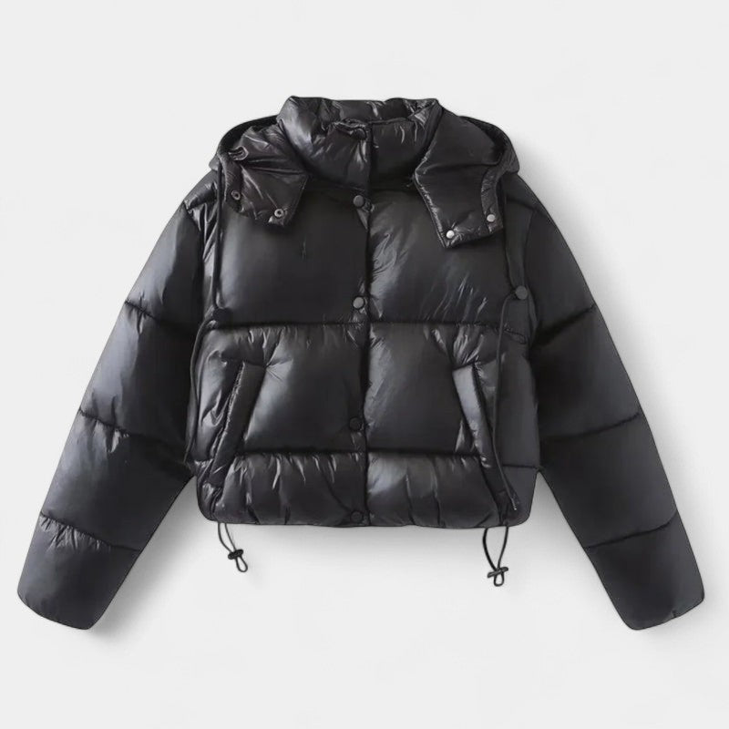 Women’s Short Puffer Jacket – Gloss Finish, Hooded