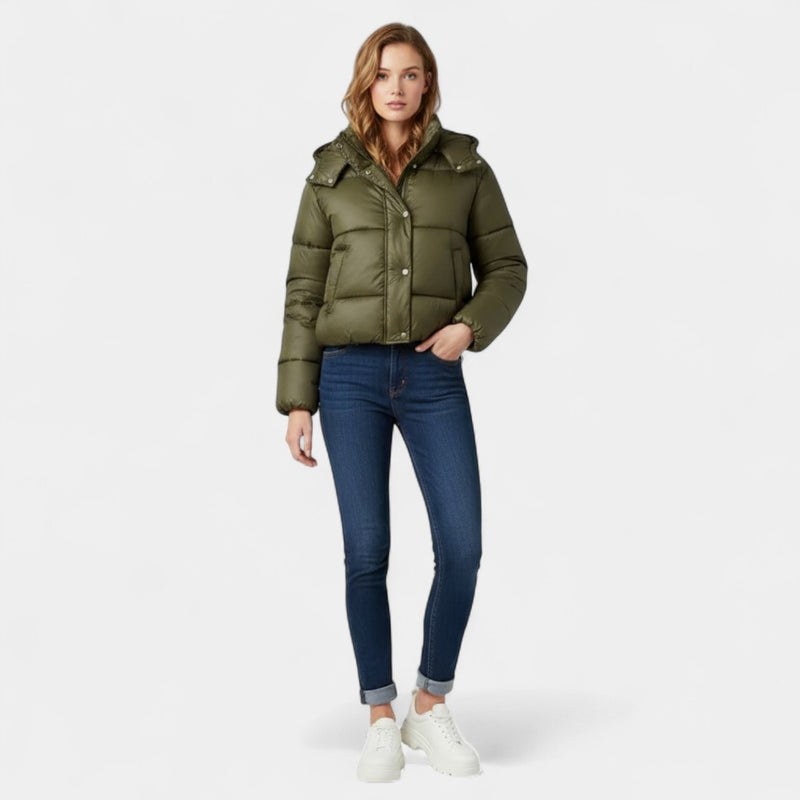 Women’s Short Puffer Jacket – Gloss Finish, Hooded