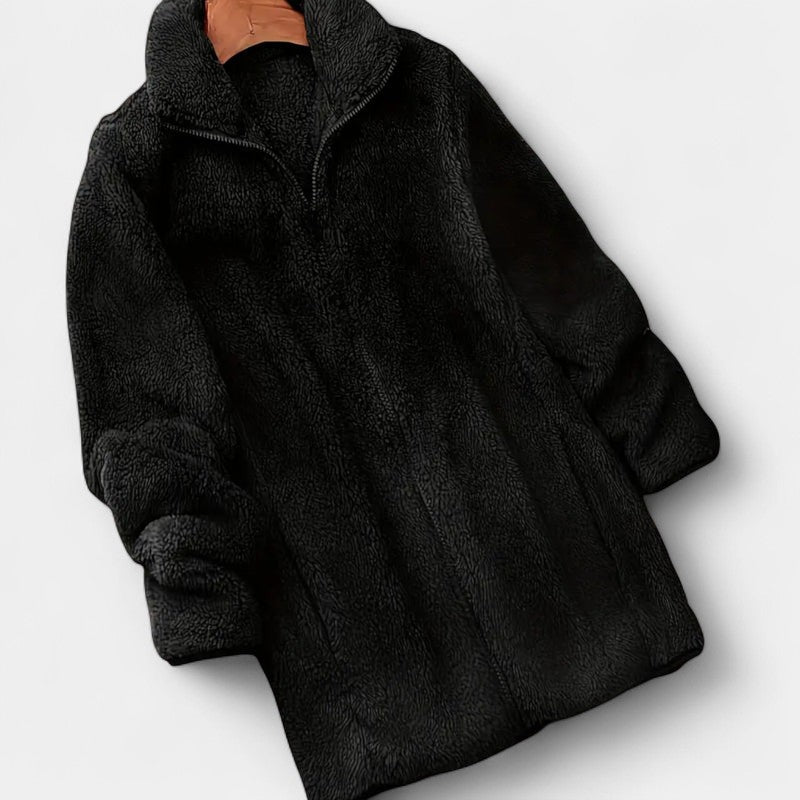 Women’s Teddy Coat – Long Length, High Collar