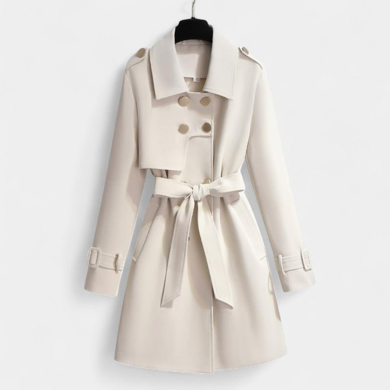 Women’s Trench Coat – Button Front, Waist Tie