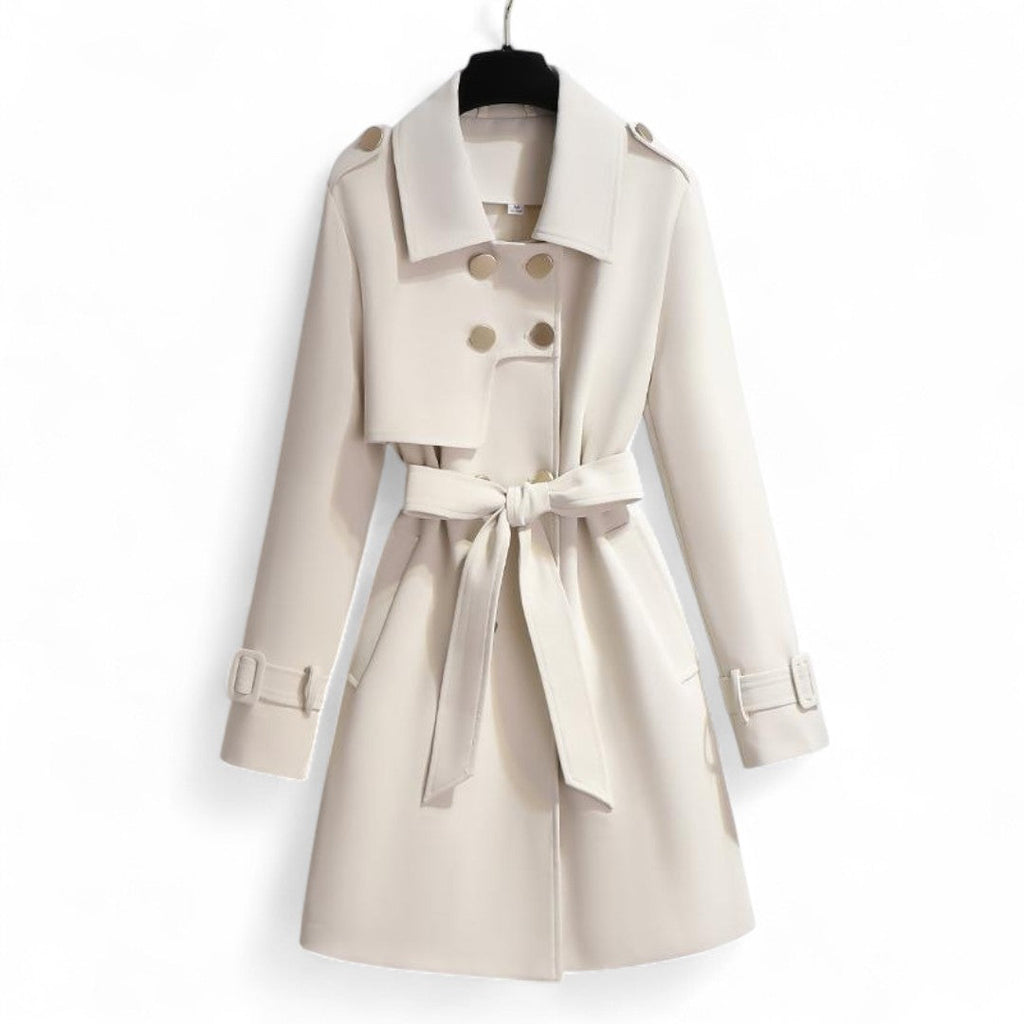 Women’s Trench Coat – Mid Length, Button Front, Belted Waist