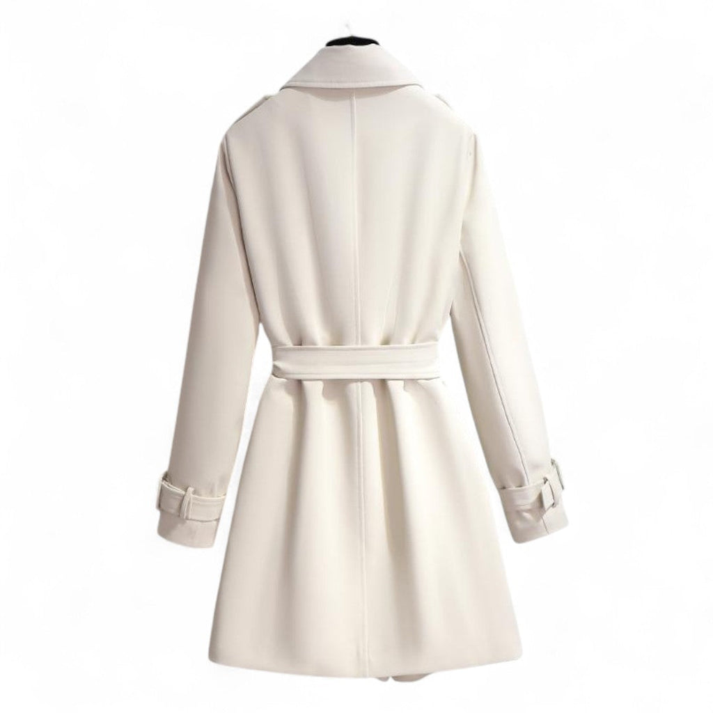 Women’s Trench Coat – Mid Length, Button Front, Belted Waist