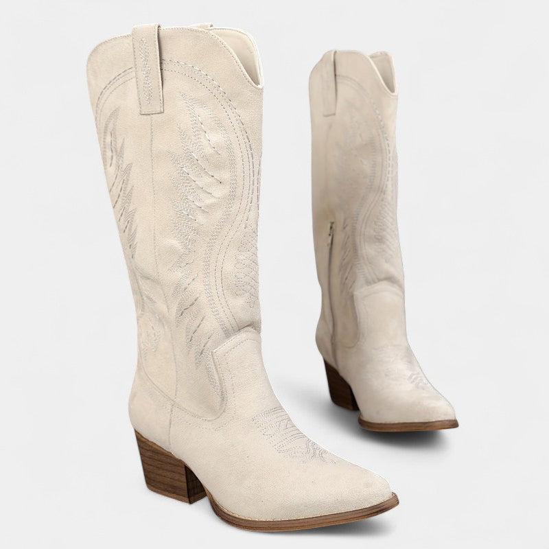 Women’s Western Boots – Block Heel, Textured Finish