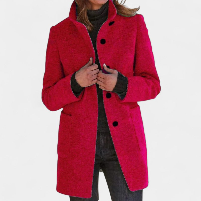 Women’s Wool Coat – Long Length, Button Front