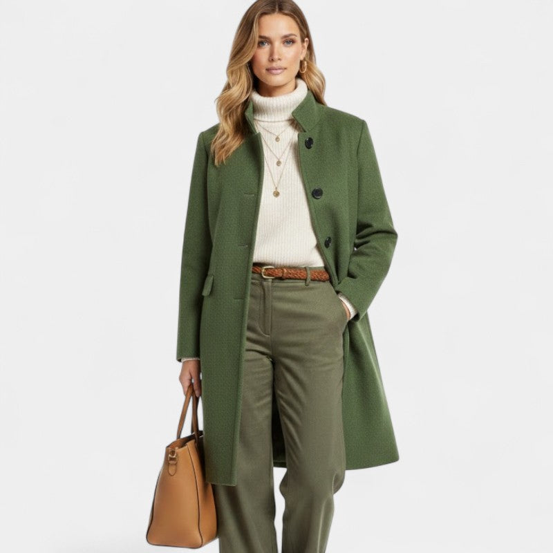 Women’s Wool Coat – Long Length, Button Front