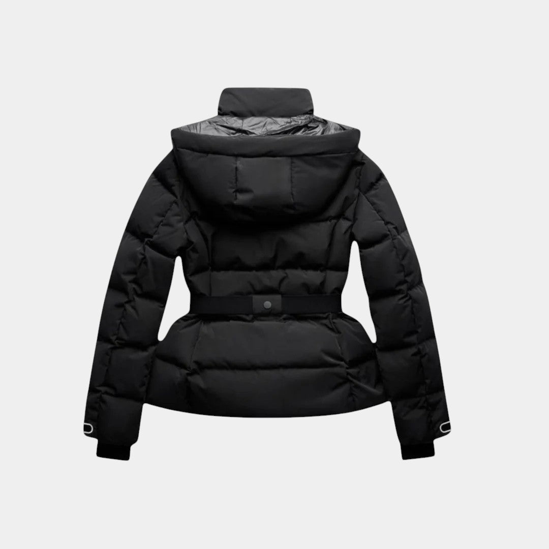 Women’s Puffer Jacket – Belted Waist, High Collar